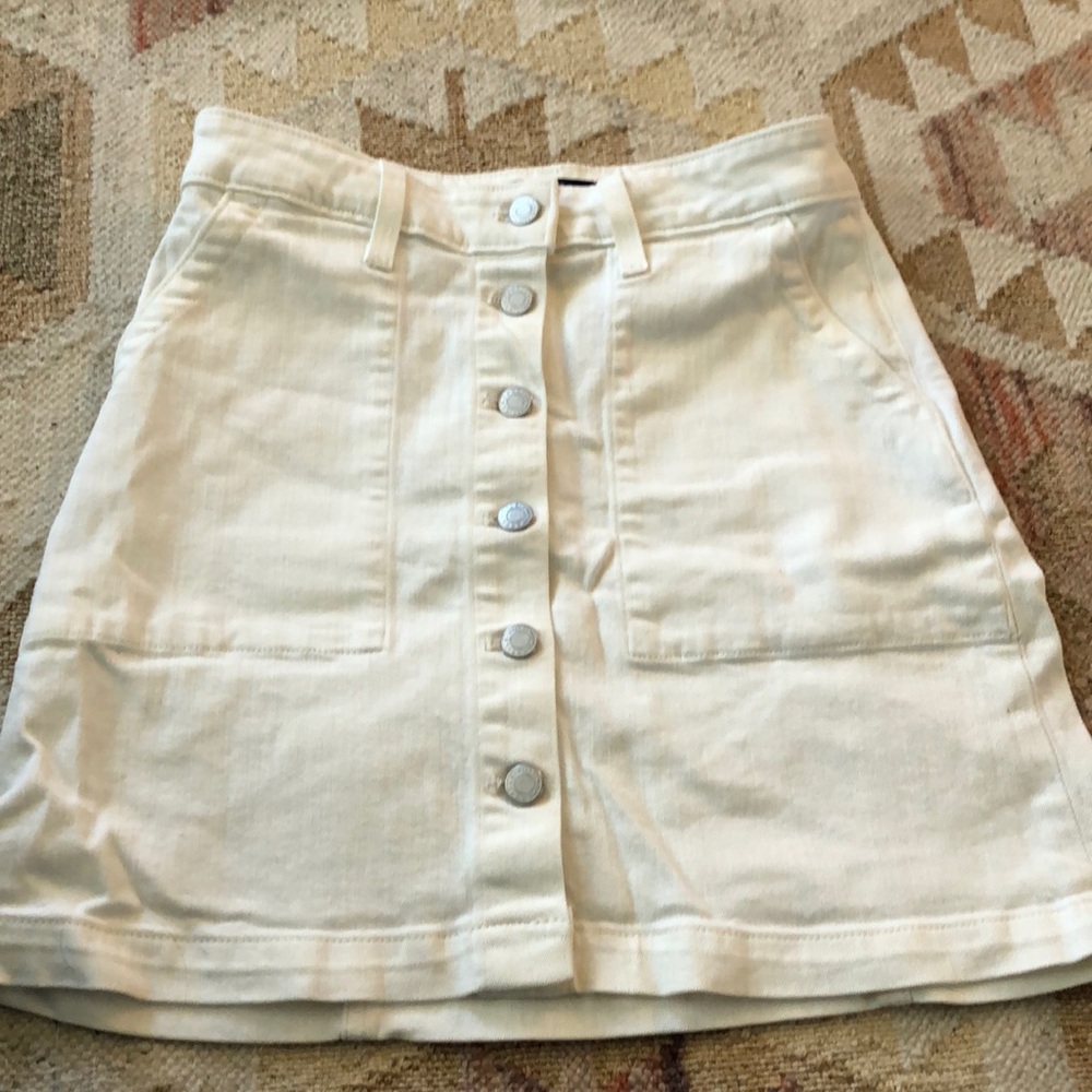J Crew Skirt | white denim button front skirt | Size 0